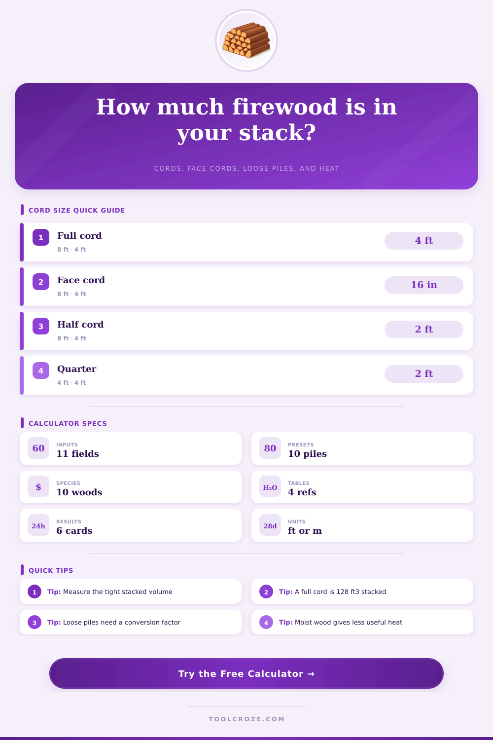 Firewood Cord Calculator