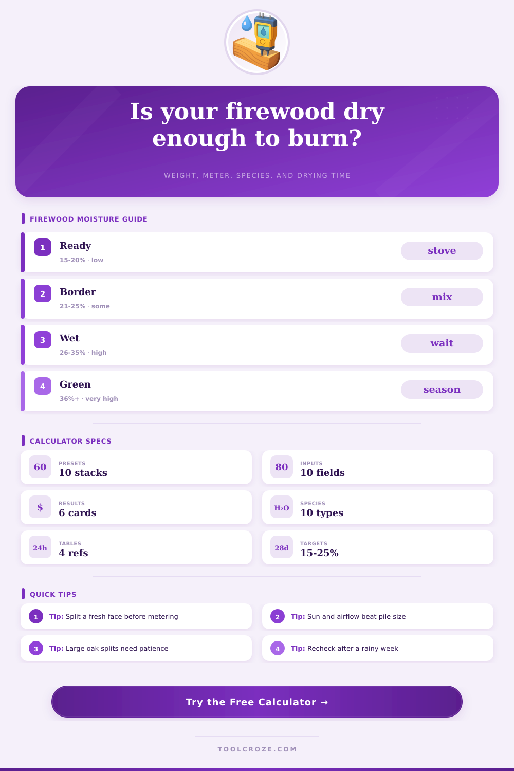 Firewood Moisture Calculator