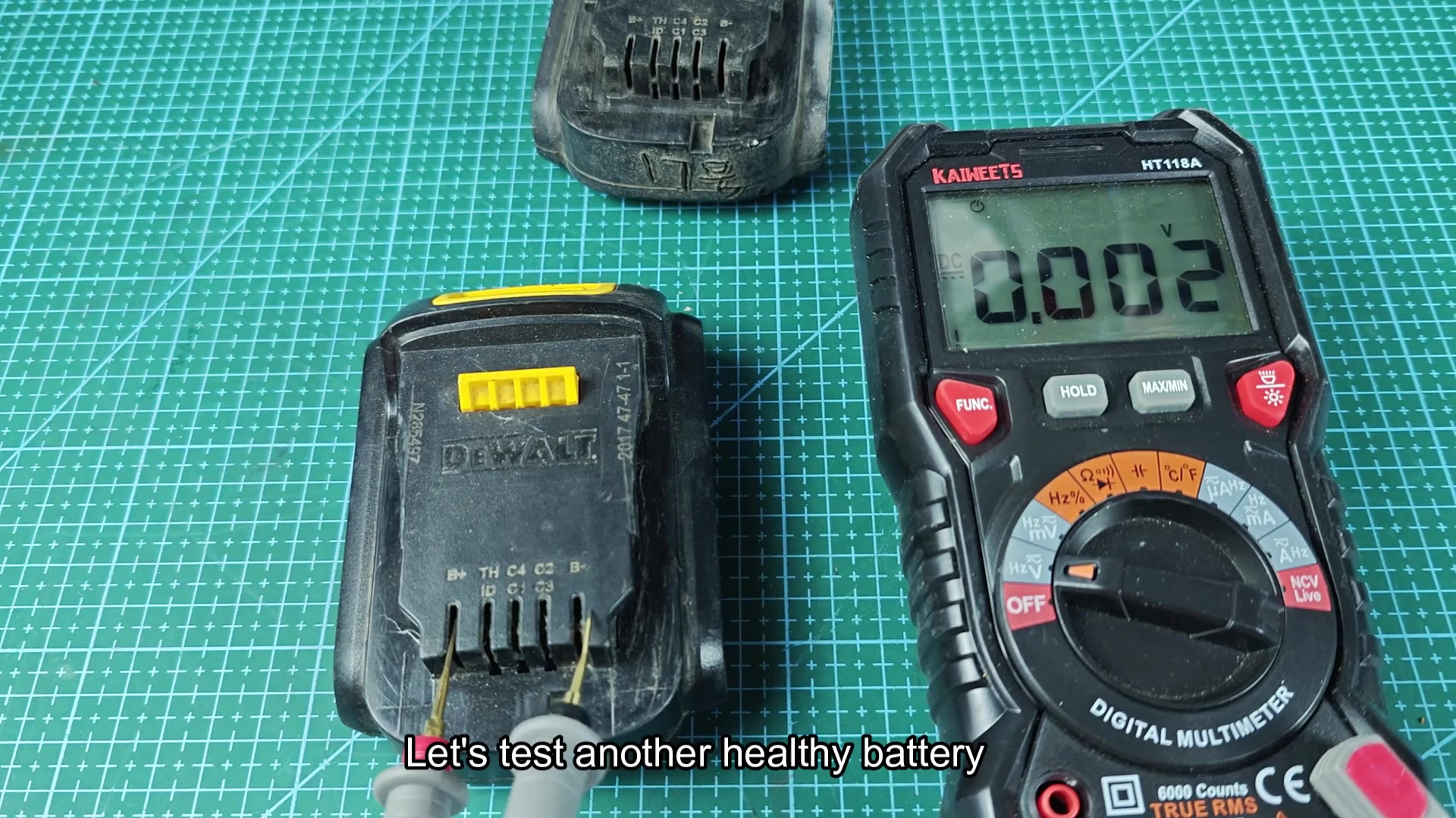 Healthy DEWALT battery measuring 15.45V Healthy DEWALT battery measuring 15.45V