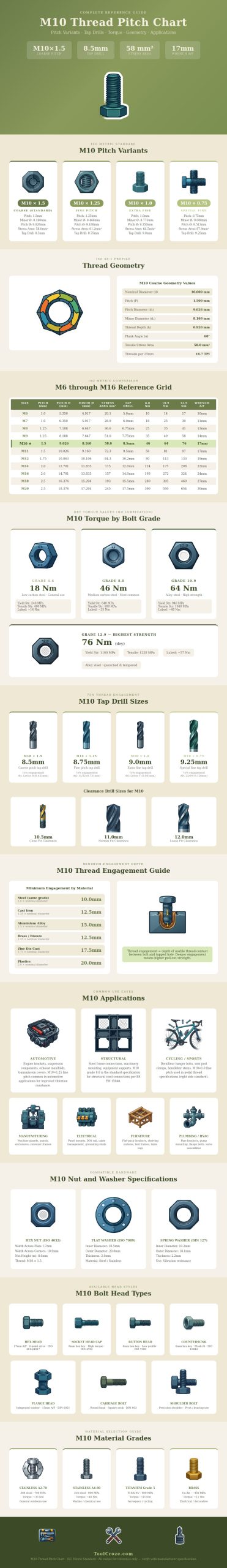 M10 Thread Pitch Chart