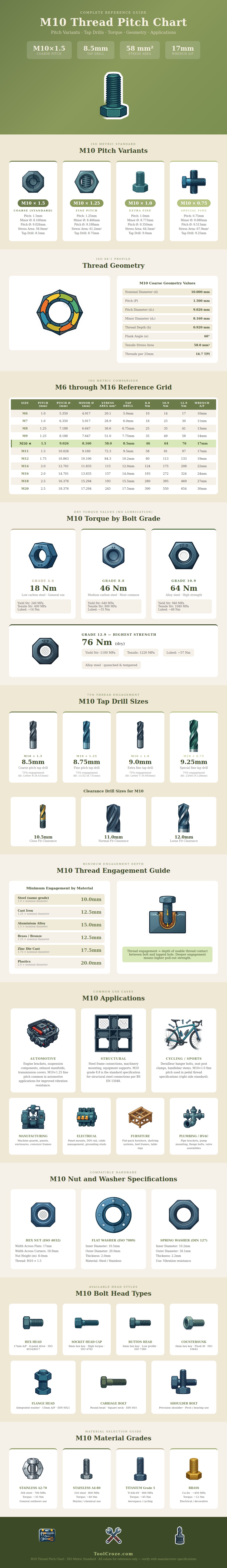 M10 Thread Pitch Chart