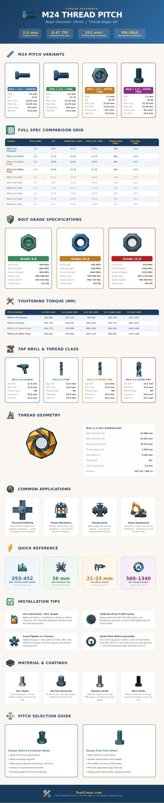 M24 Thread Pitch Chart