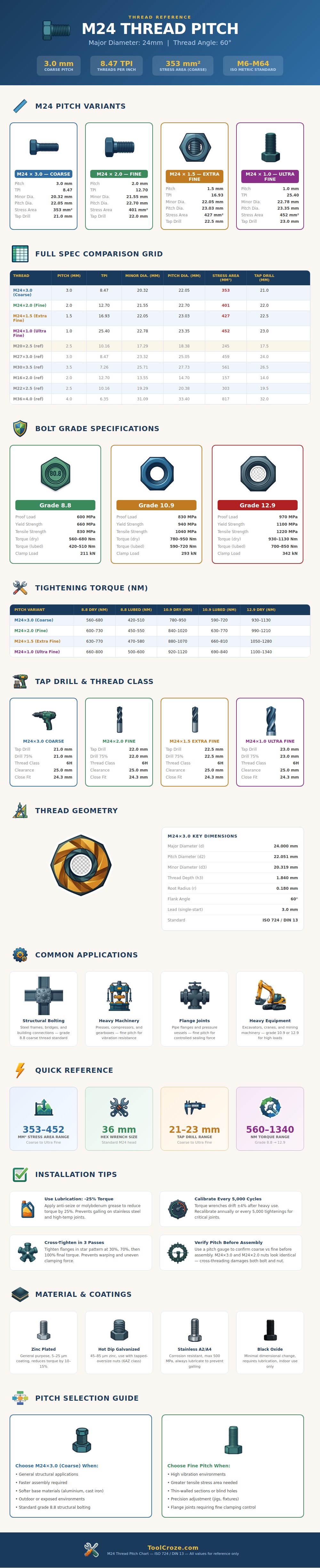 M24 Thread Pitch Chart