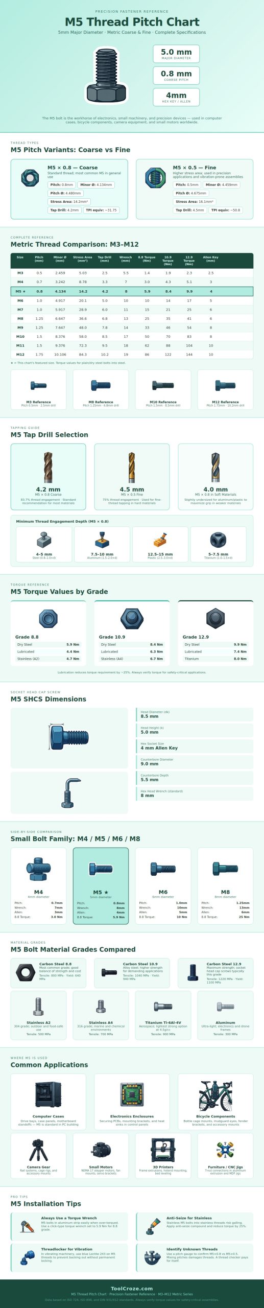 M5 Thread Pitch Chart