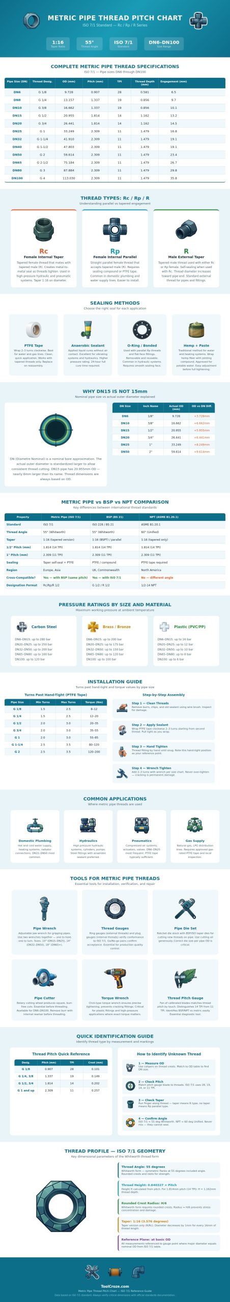 Metric Pipe Thread Pitch Chart