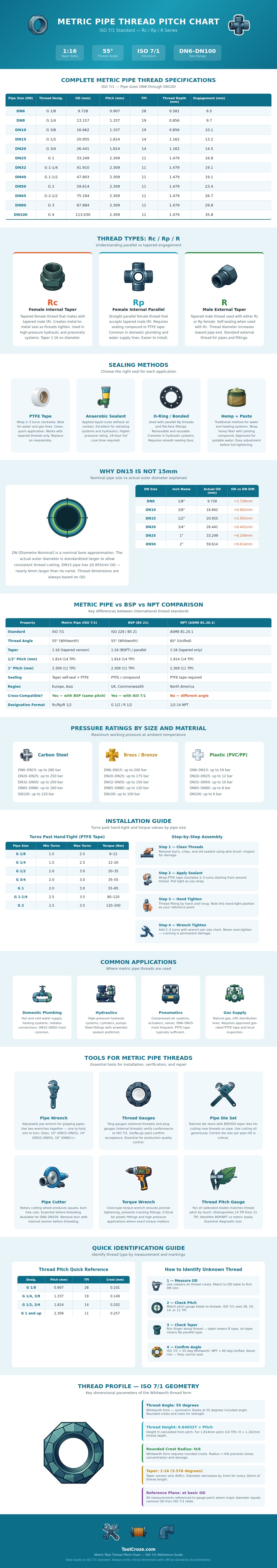 Metric Pipe Thread Pitch Chart