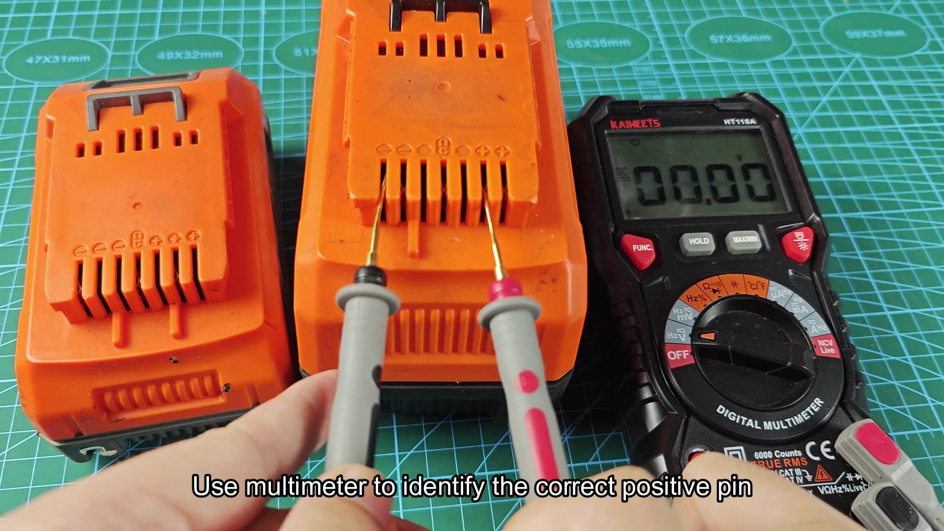 Multimeter reading 39.76 volts on screen