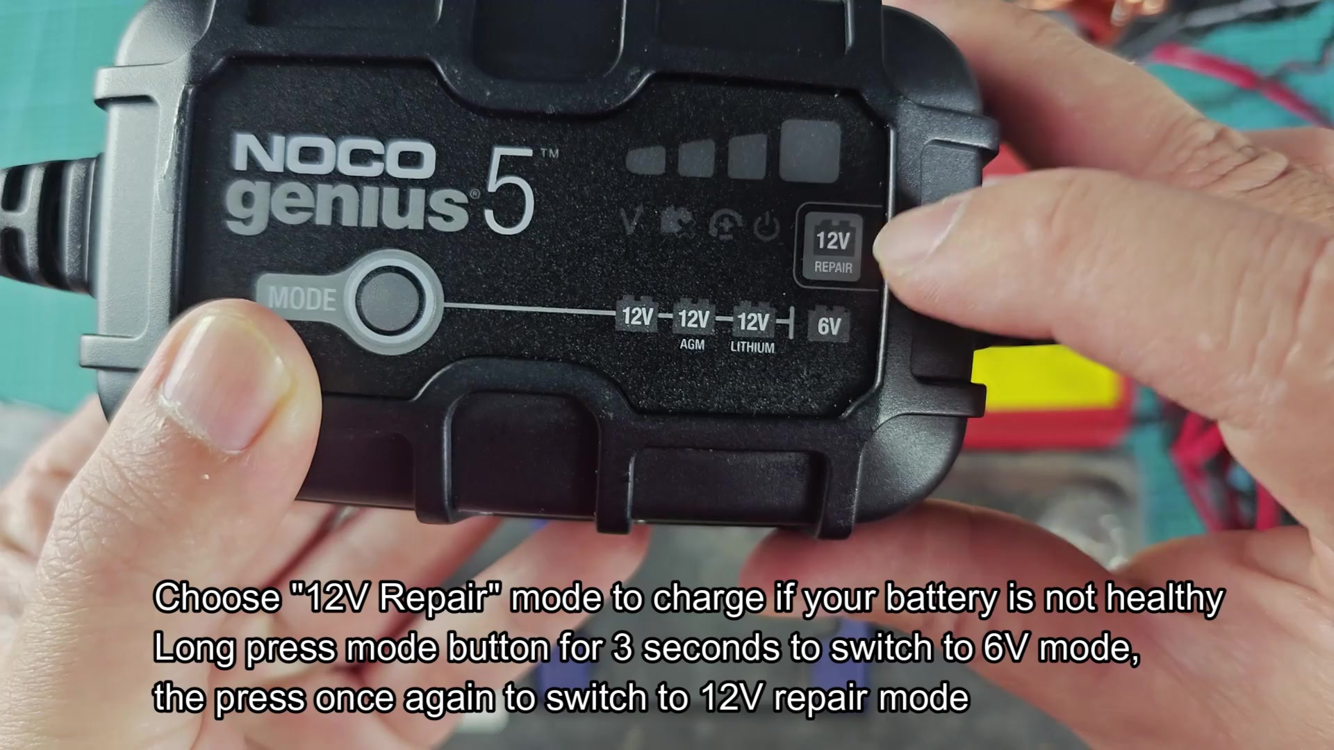 NOCO Genius 5 12V Repair mode selected