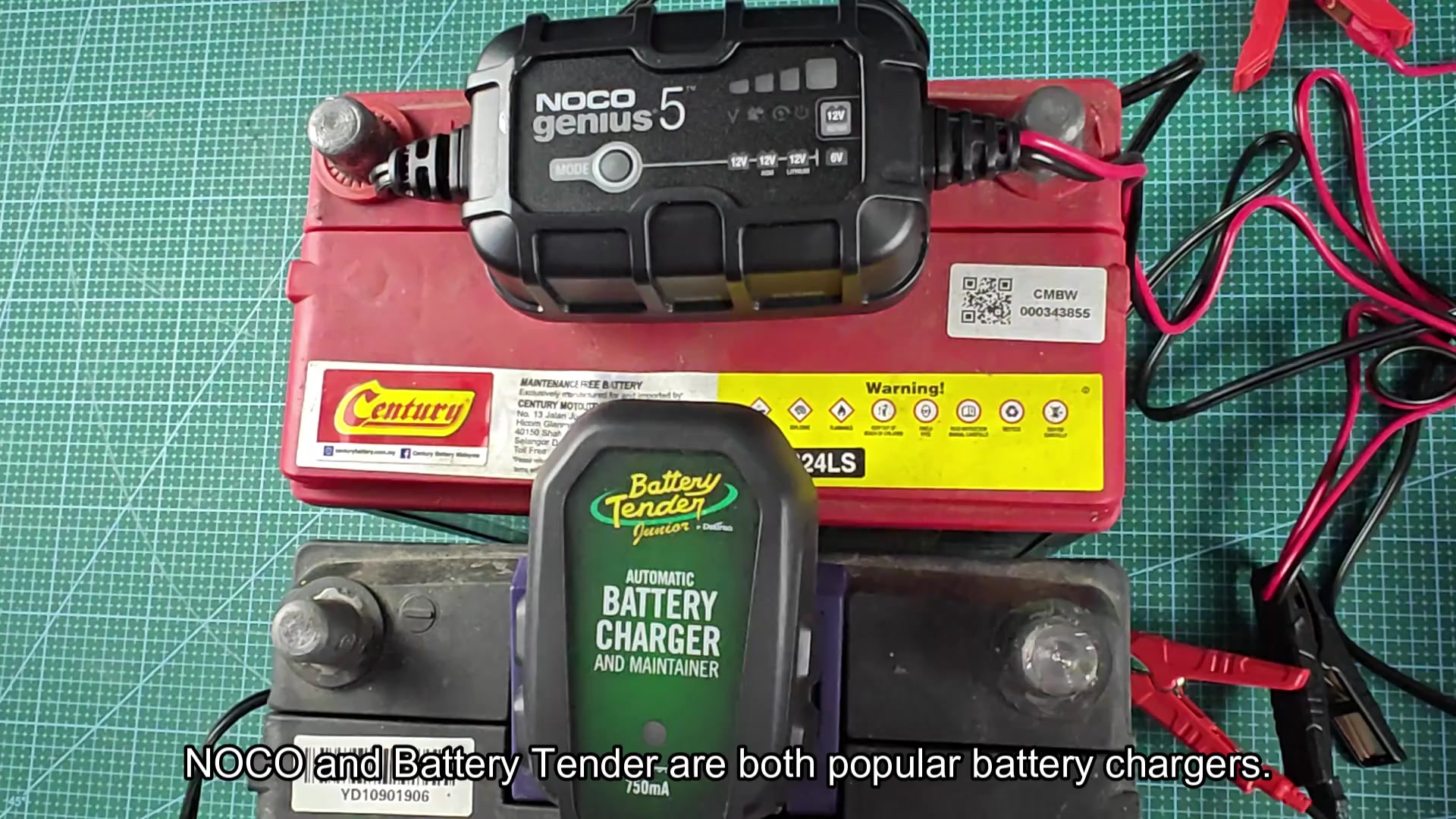 NOCO Genius 5 and Battery Tender Junior side by side NOCO Genius 5 and Battery Tender Junior side by side