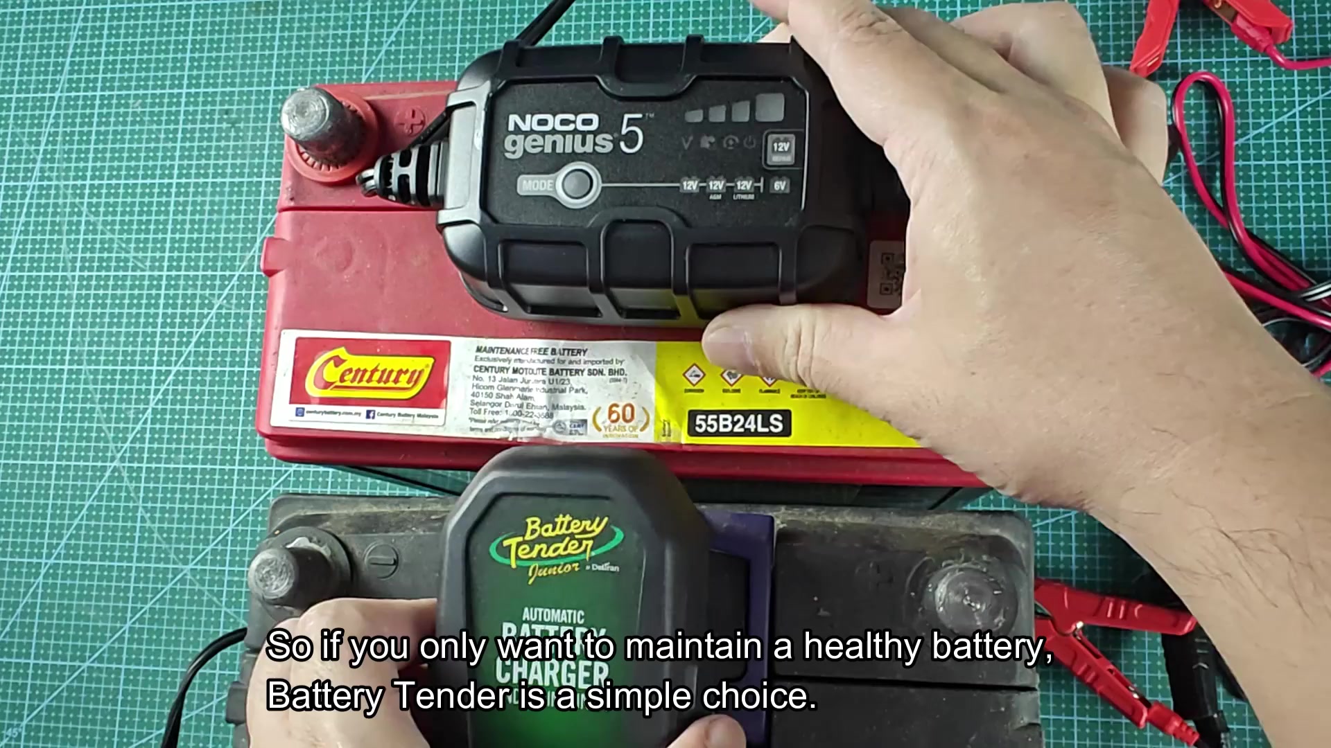 NOCO Genius 5 charging while Battery Tender maintains NOCO Genius 5 charging while Battery Tender maintains