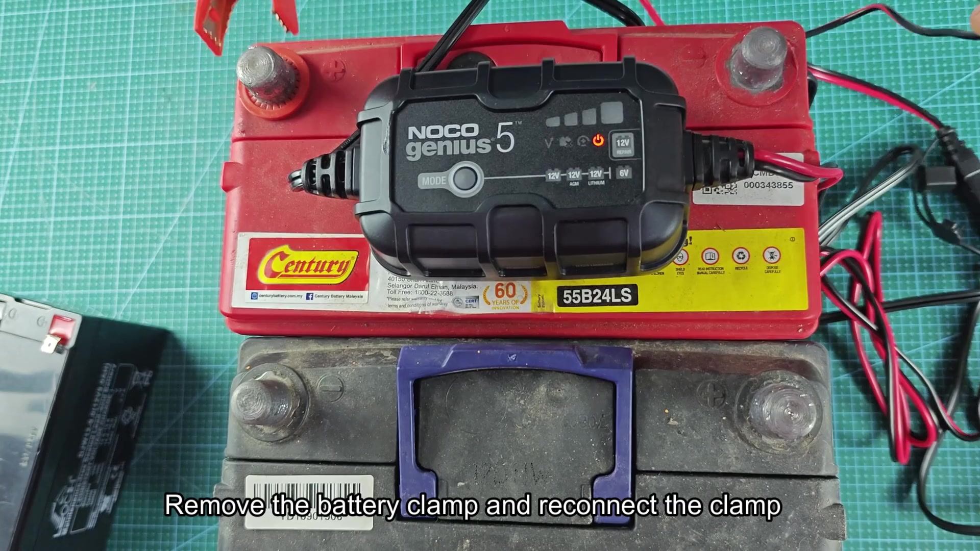 NOCO Genius 5 connected to Century battery NOCO Genius 5 connected to Century battery