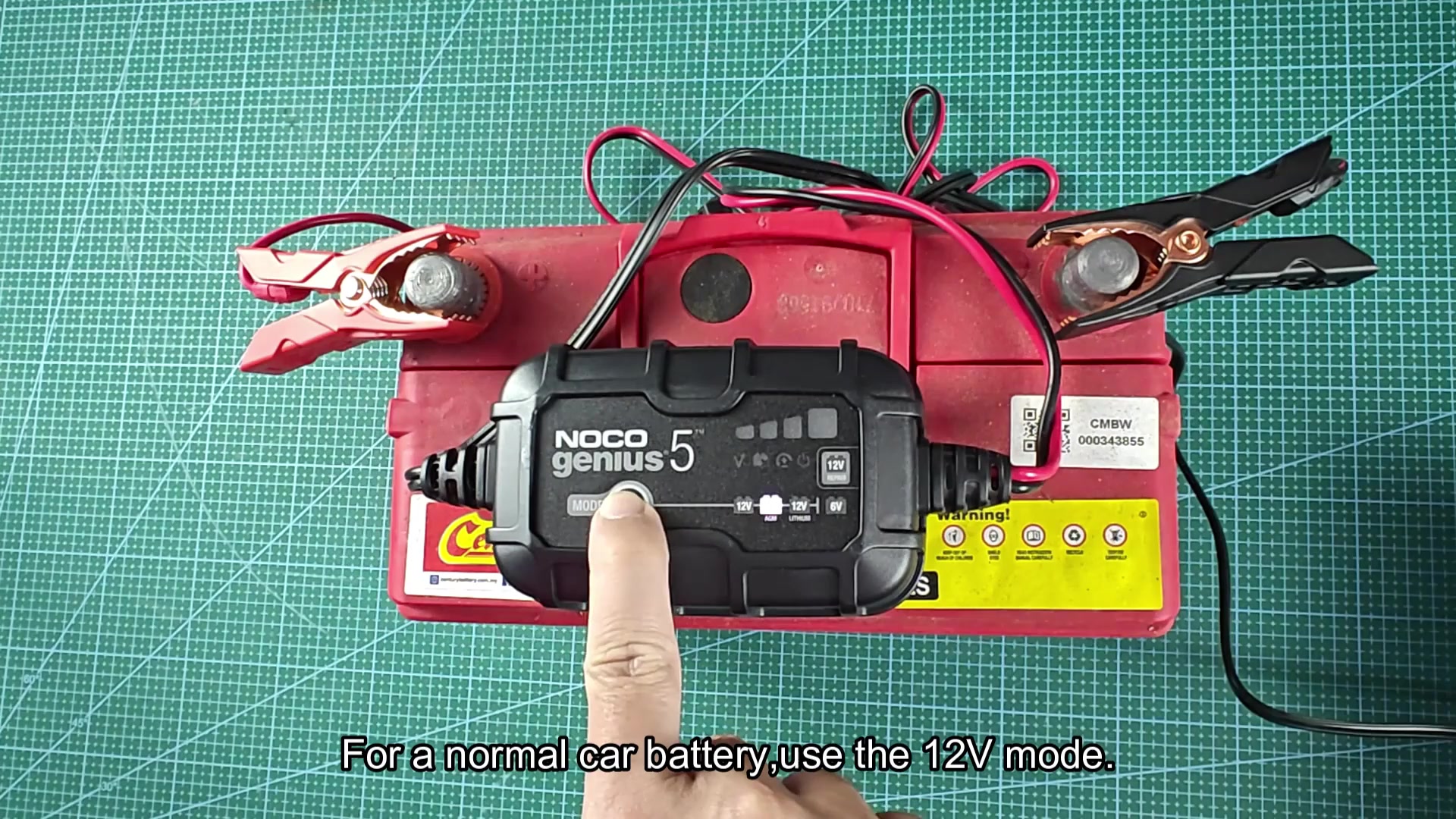 NOCO Genius 5 set to 12V mode on car battery NOCO Genius 5 set to 12V mode on car battery