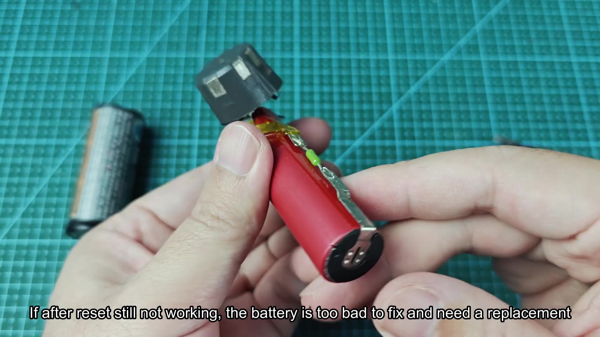 Opened battery pack with internal circuitry visible