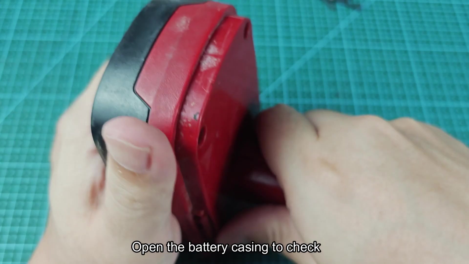 Opened Craftsman battery casing revealing internal circuit board Opened Craftsman battery casing revealing internal circuit board