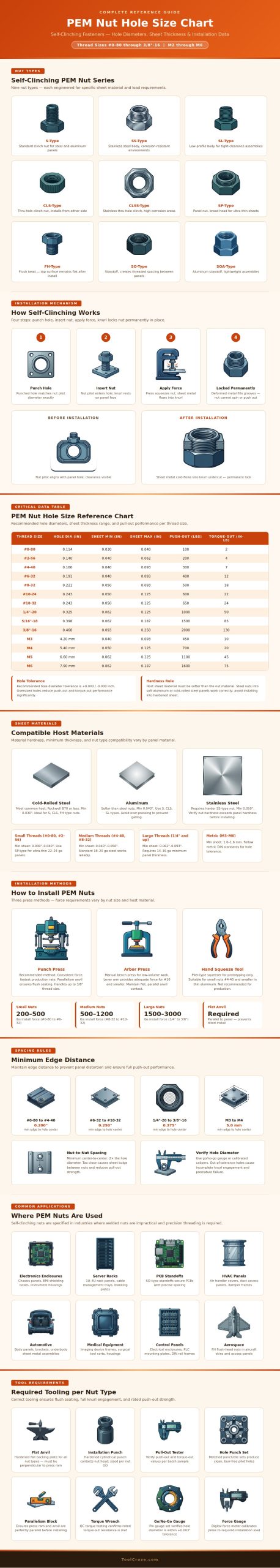Pem Nut Hole Size Chart
