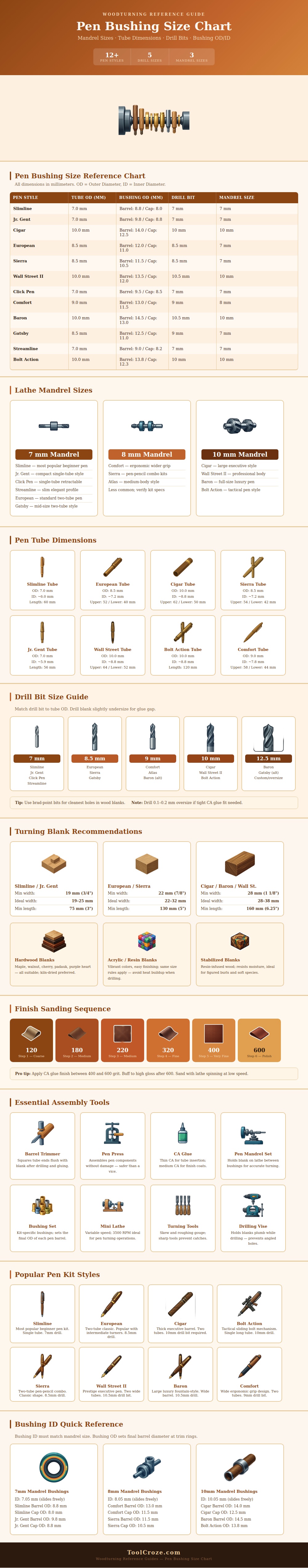 Pen Bushing Size Chart