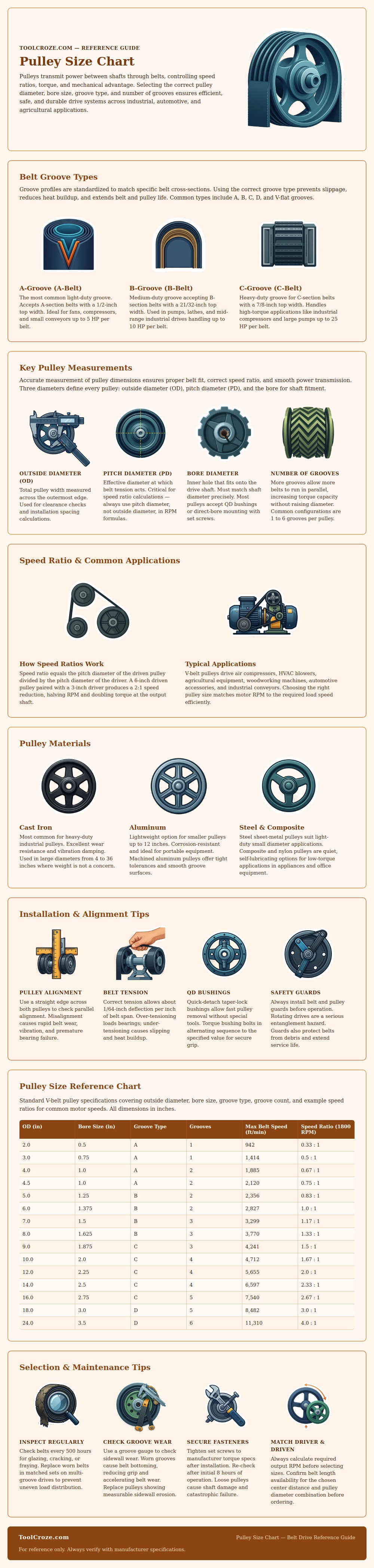 Pulley Size Chart