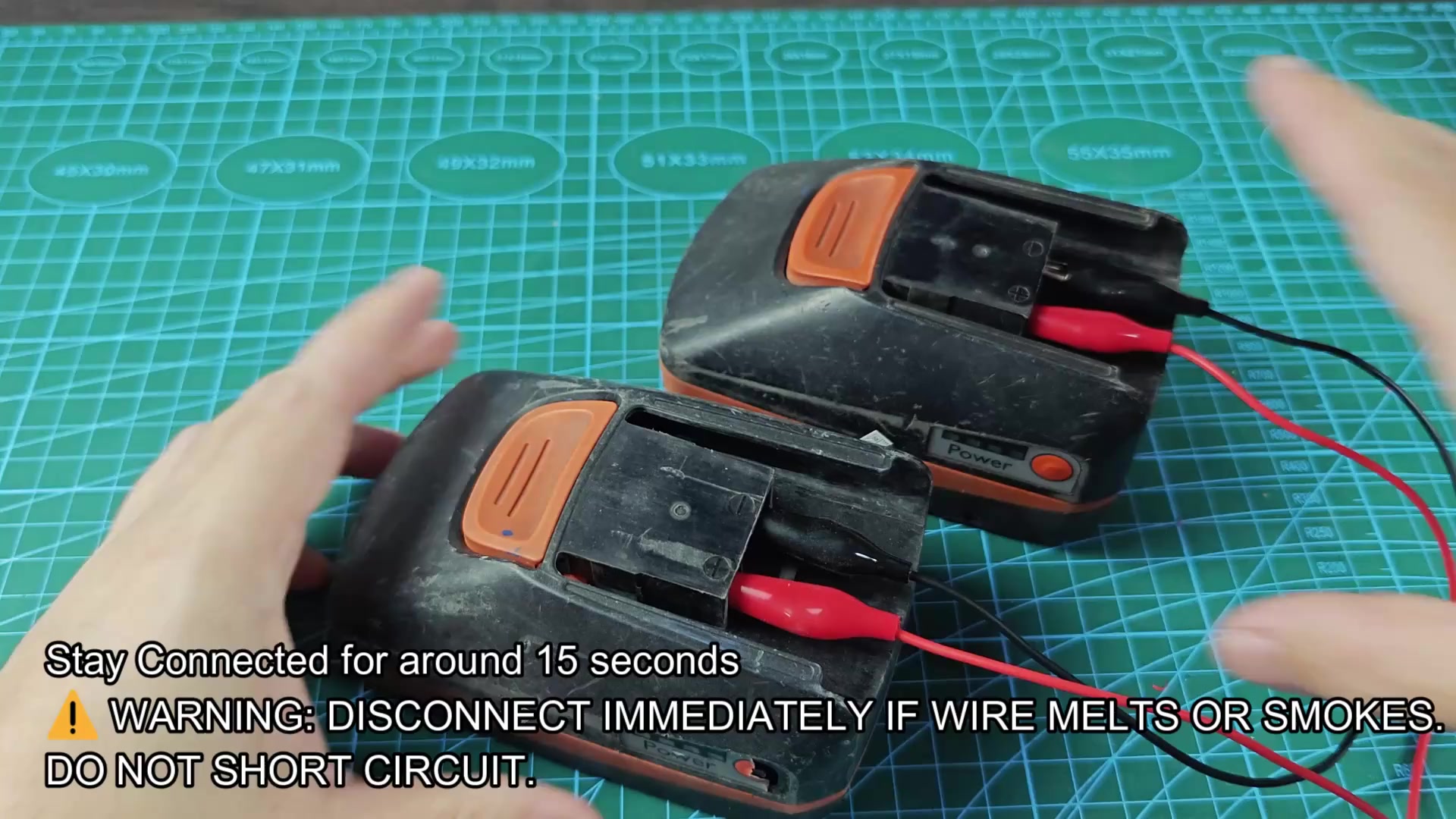 Shorting battery leads briefly safely