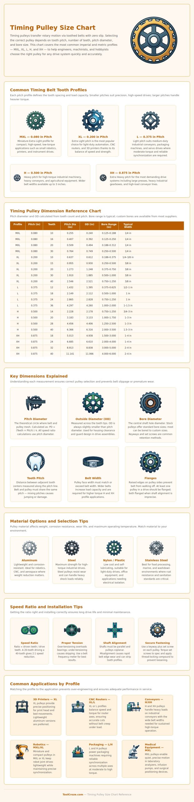 Timing Pulley Size Chart