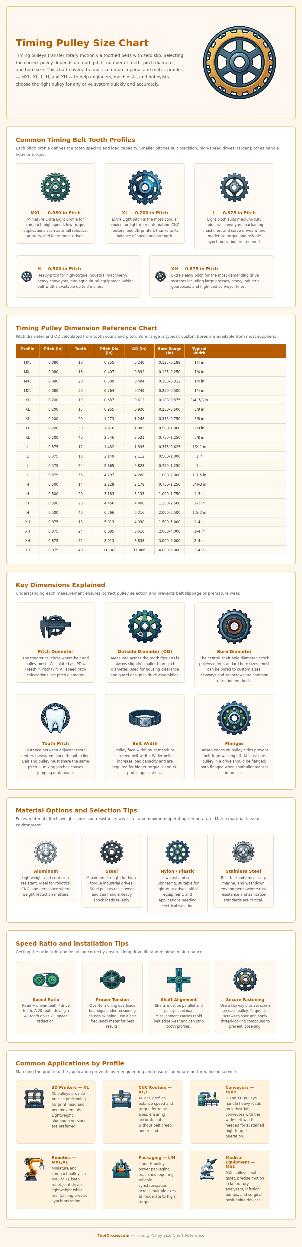 Timing Pulley Size Chart