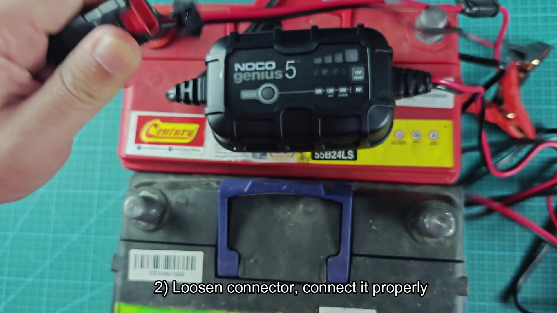 Two-pin connectors separated showing loose connection