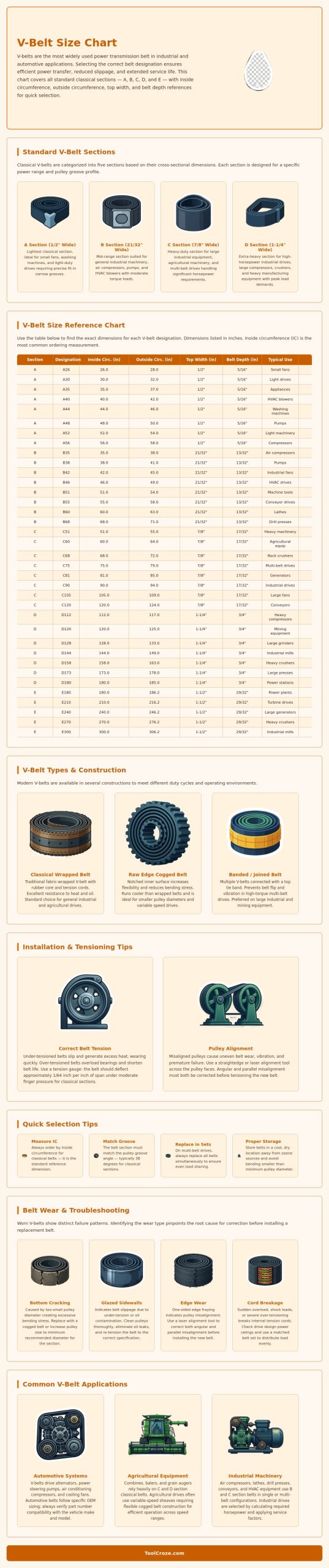 V-belt Size Chart