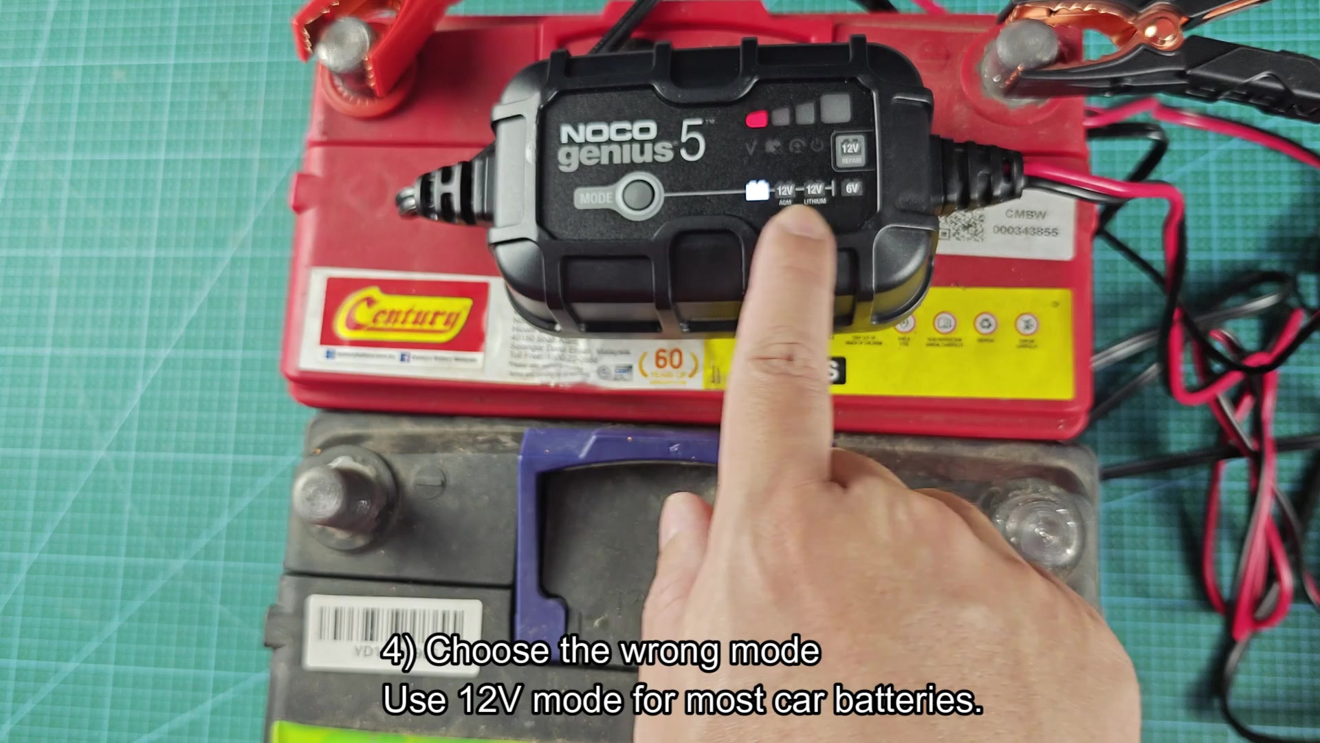 Wrong 6V mode selected on 12V battery