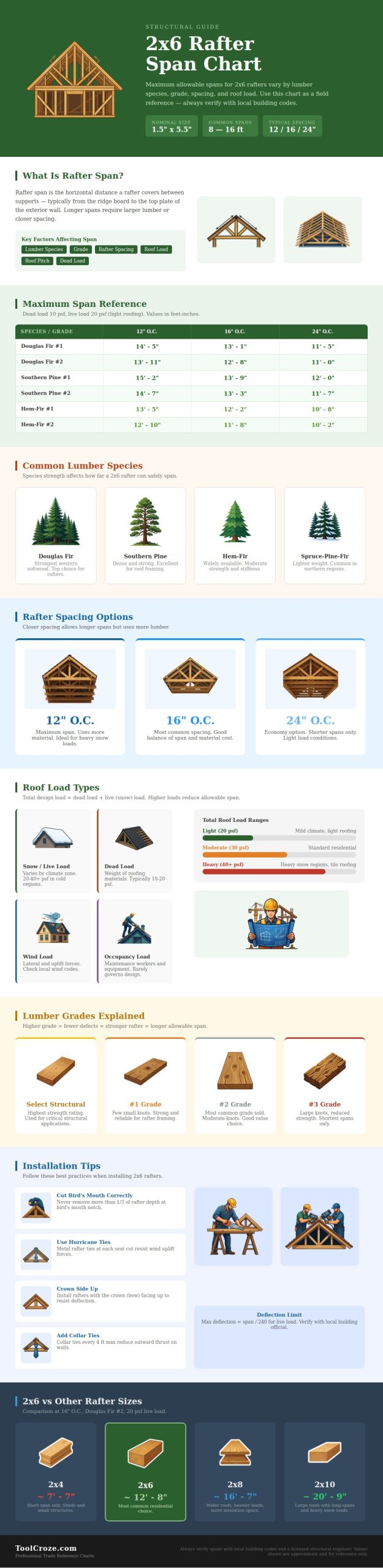 2x6 Rafter Span Chart