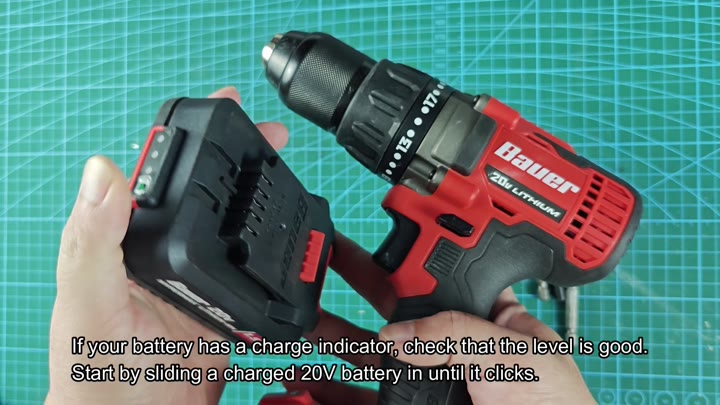 Aligning 20V battery with Bauer drill Aligning 20V battery with Bauer drill