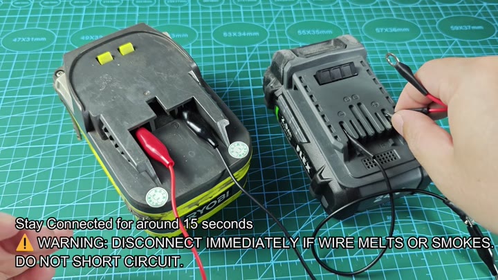Batteries connected with safety warning