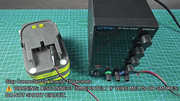 Battery connected to power supply