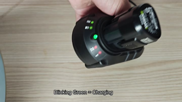 Blinking green LED indicates charging status