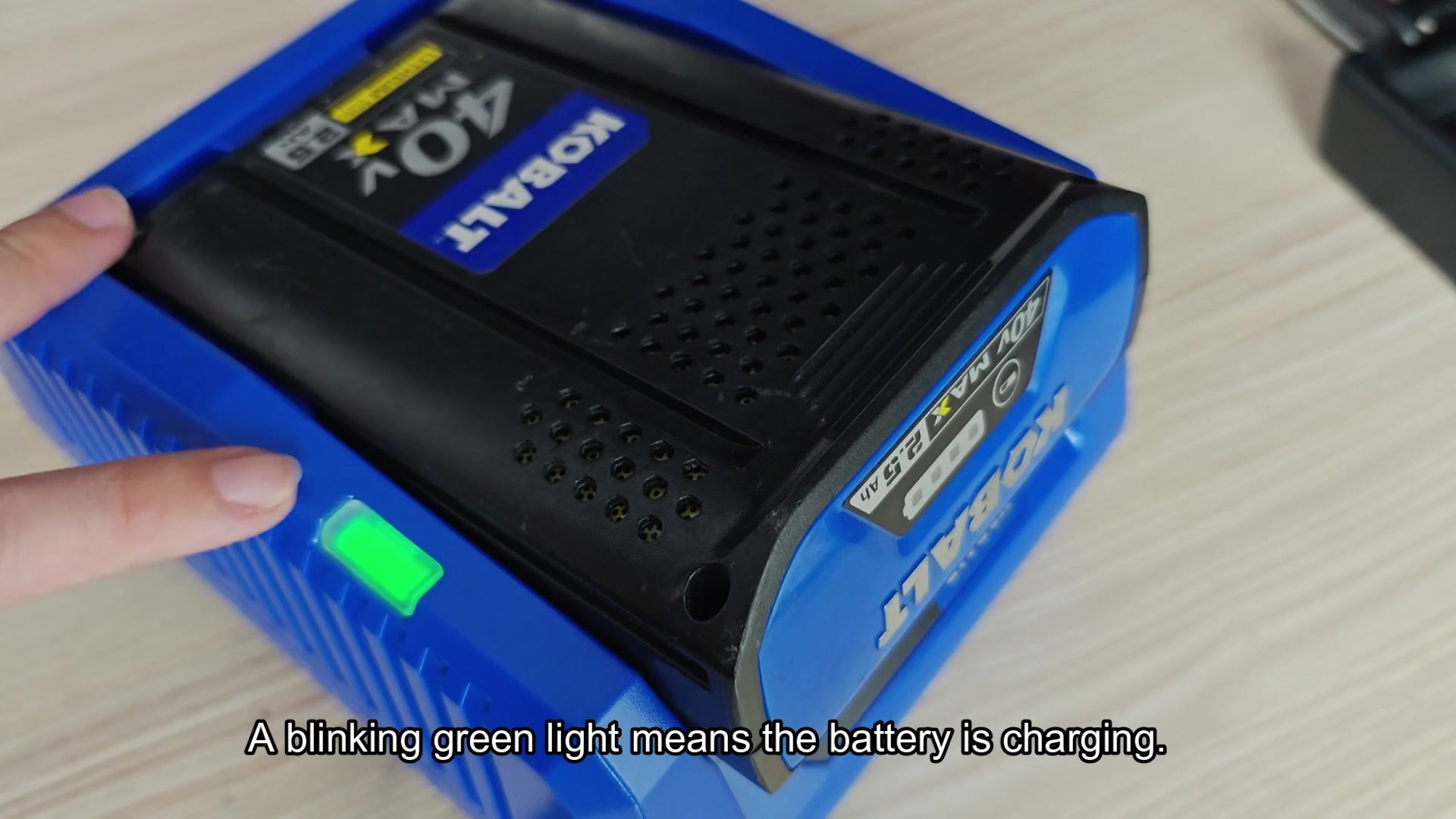 Blinking green light indicates charging status Blinking green light indicates charging status