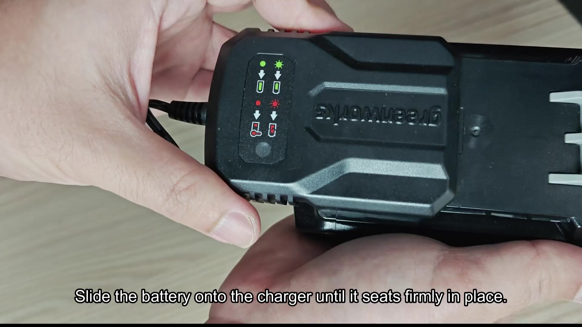 Blinking green light means charging
