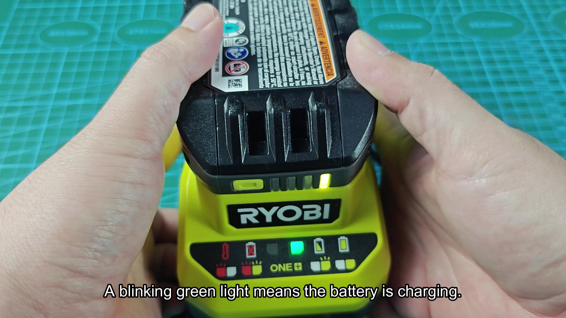 Blinking green light means charging Blinking green light means charging