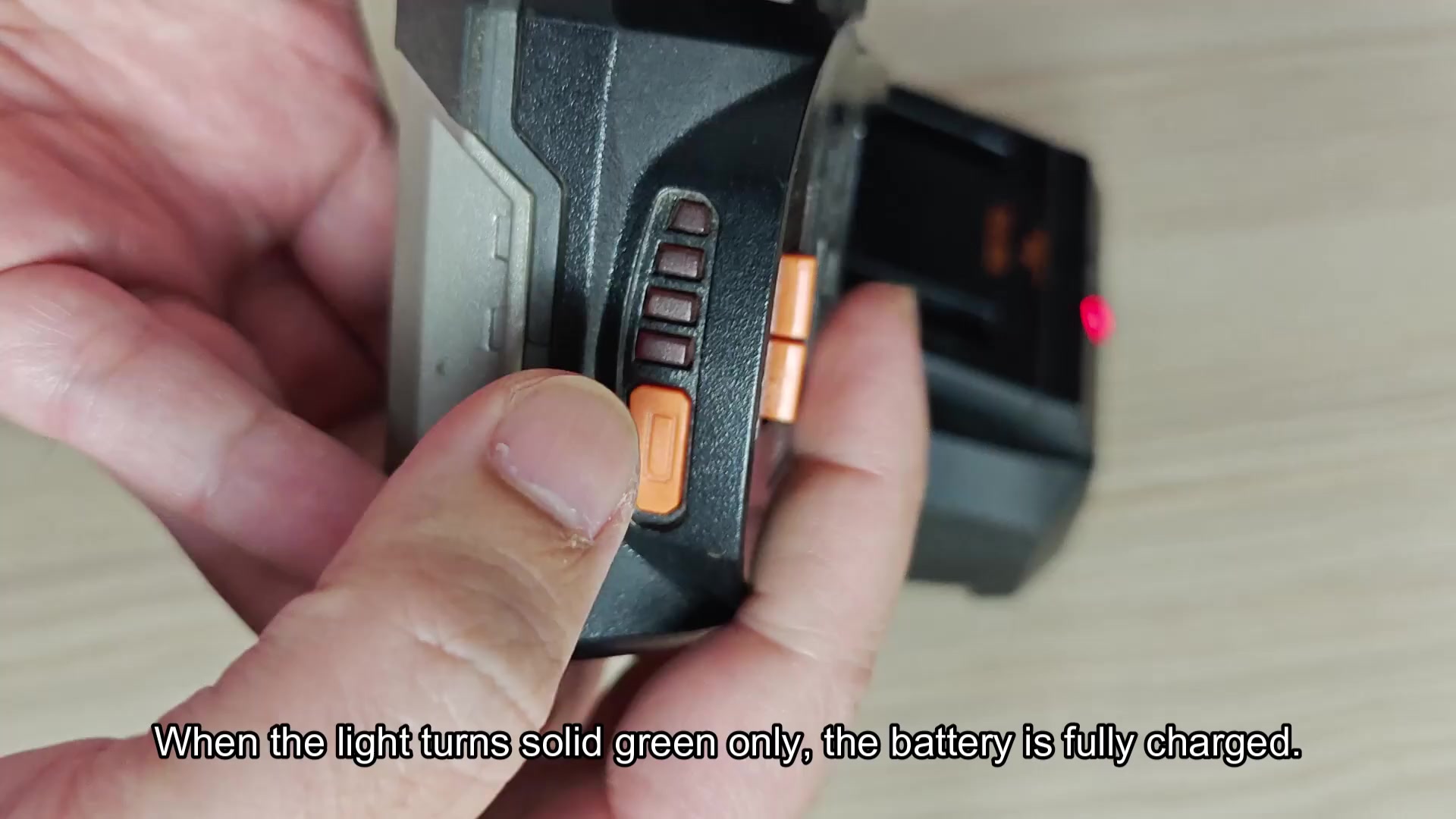 Charge indicator panel with orange button and LEDs Charge indicator panel with orange button and LEDs