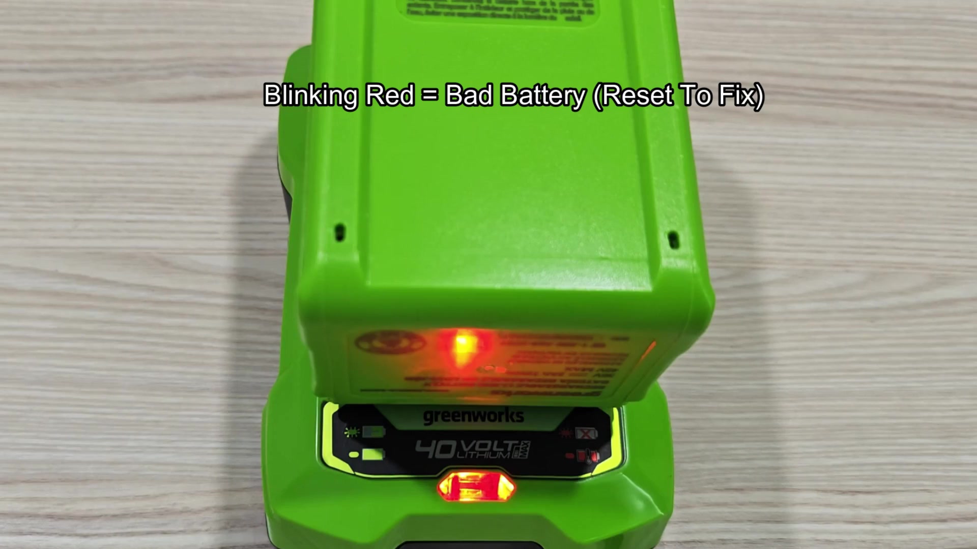 Charger shows blinking red warning light Charger shows blinking red warning light