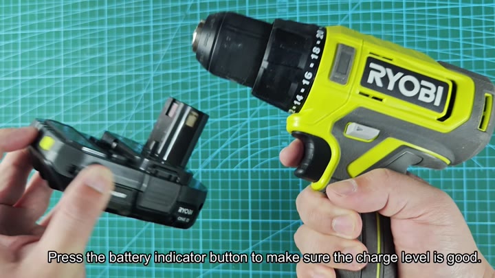 Check Ryobi battery charge level indicator