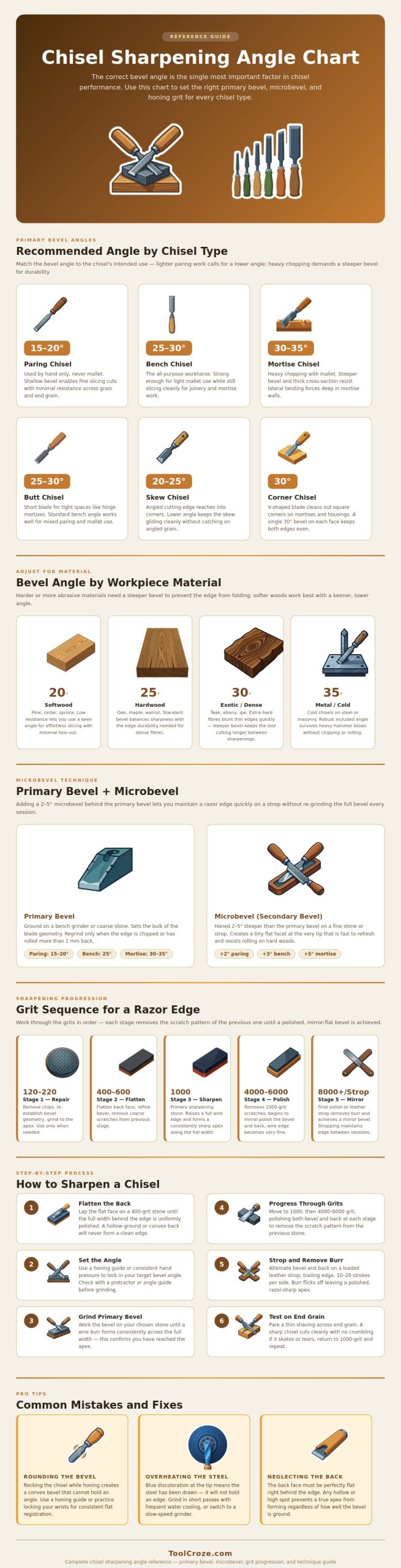 Chisel Sharpening Angle Chart