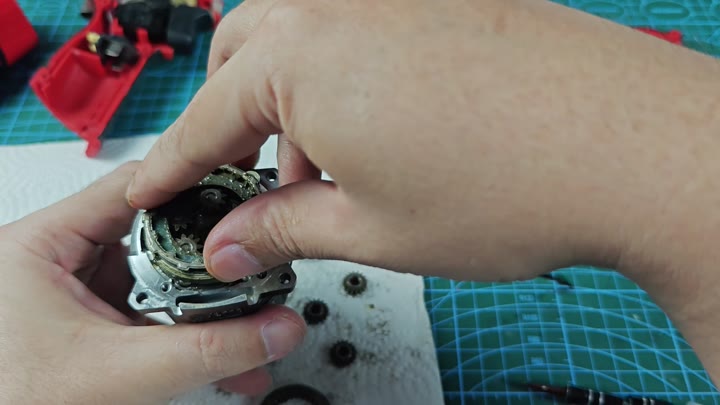 Cleaning small motor gear assembly