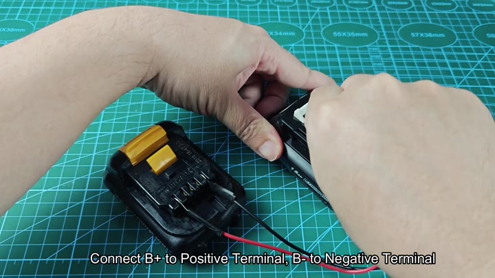 Connecting wires to 18V Li-Ion battery pack