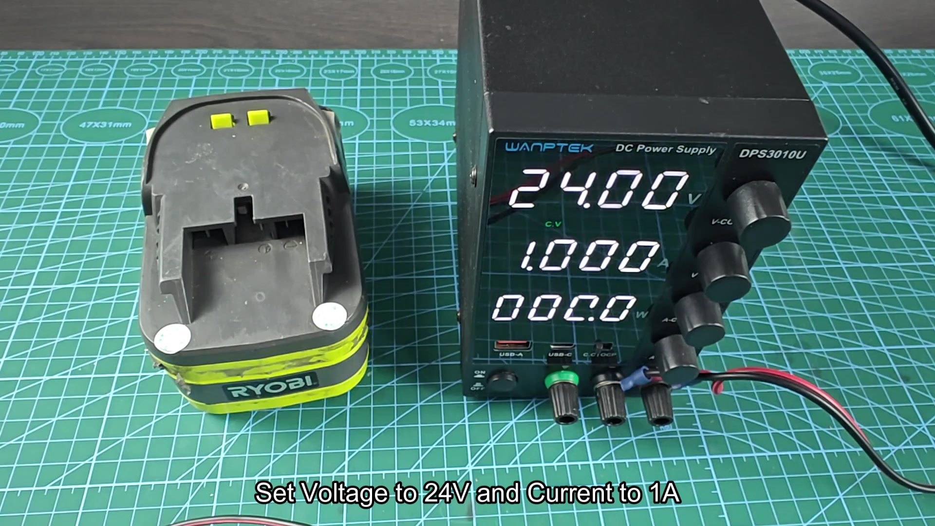 Connector held near Ryobi battery base