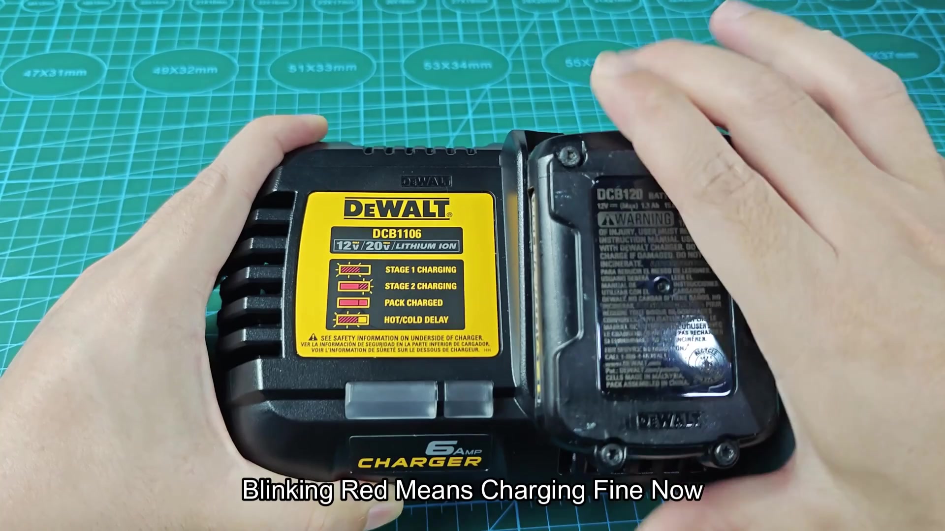 DCB120 battery blinking while charging
