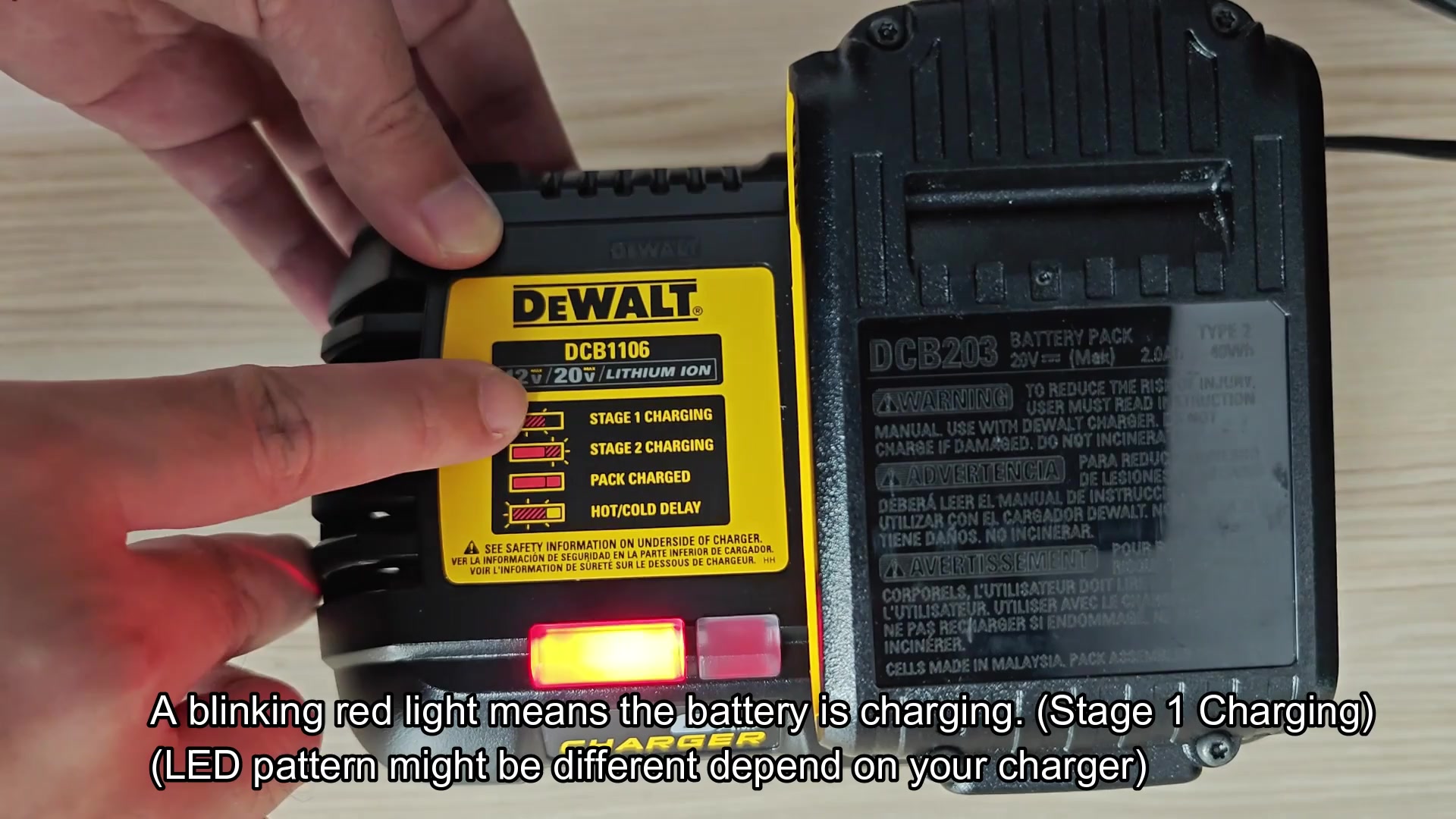 DCB203 battery charging on DCB1106 unit DCB203 battery charging on DCB1106 unit