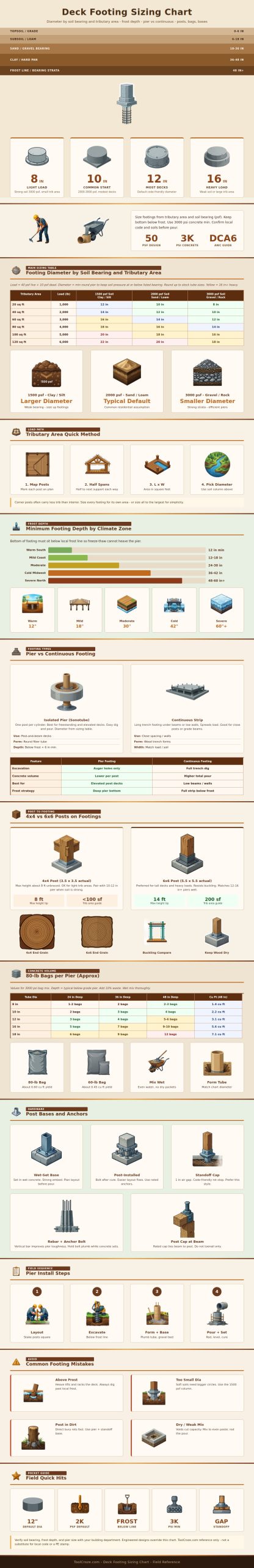 Deck Footing Sizing Chart