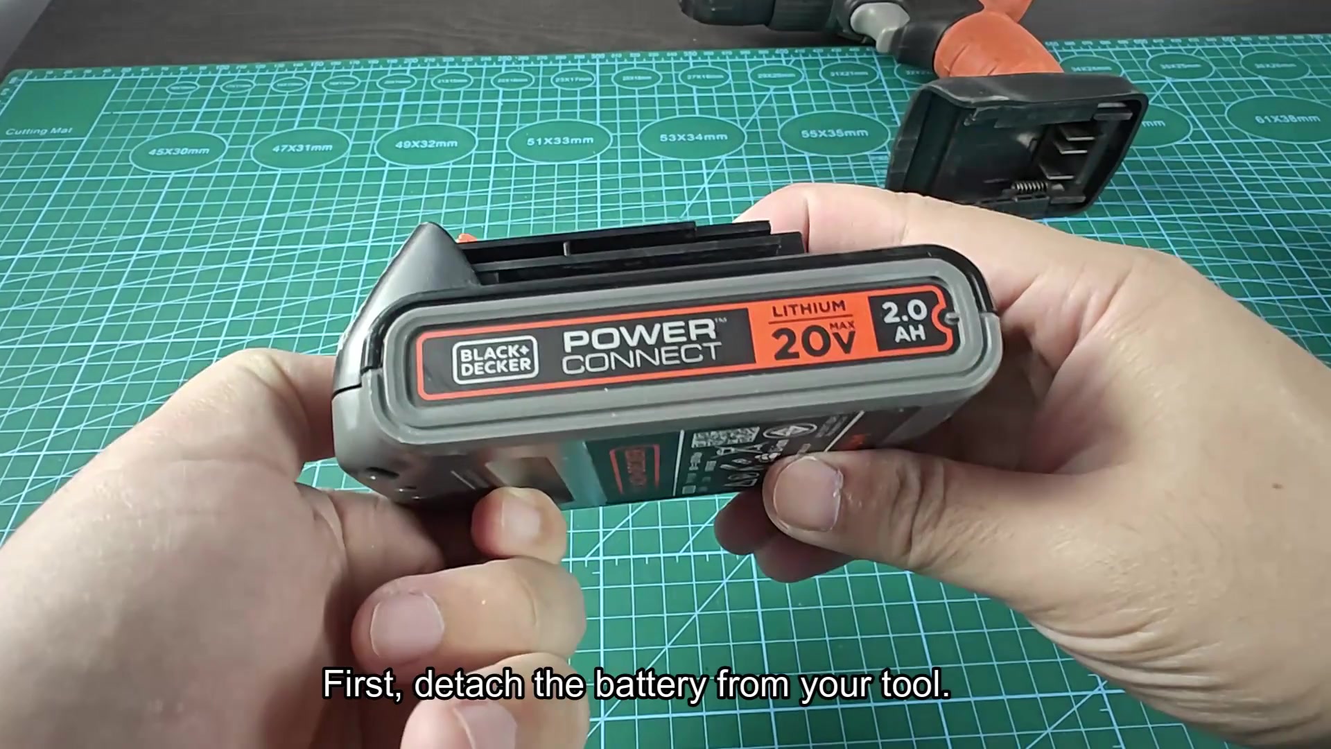 Detached Black and Decker lithium battery pack