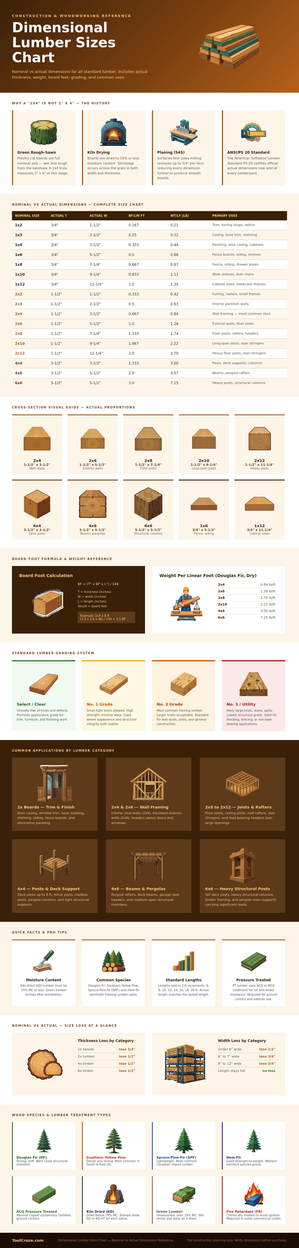 Dimensional Lumber Sizes Chart