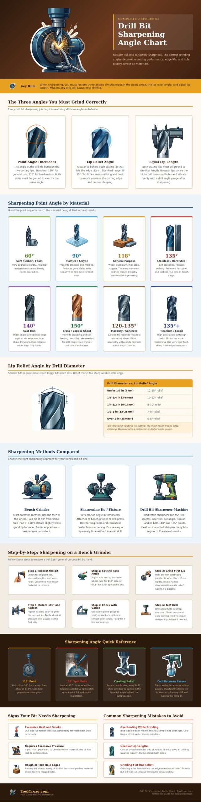 Drill Bit Sharpening Angle Chart