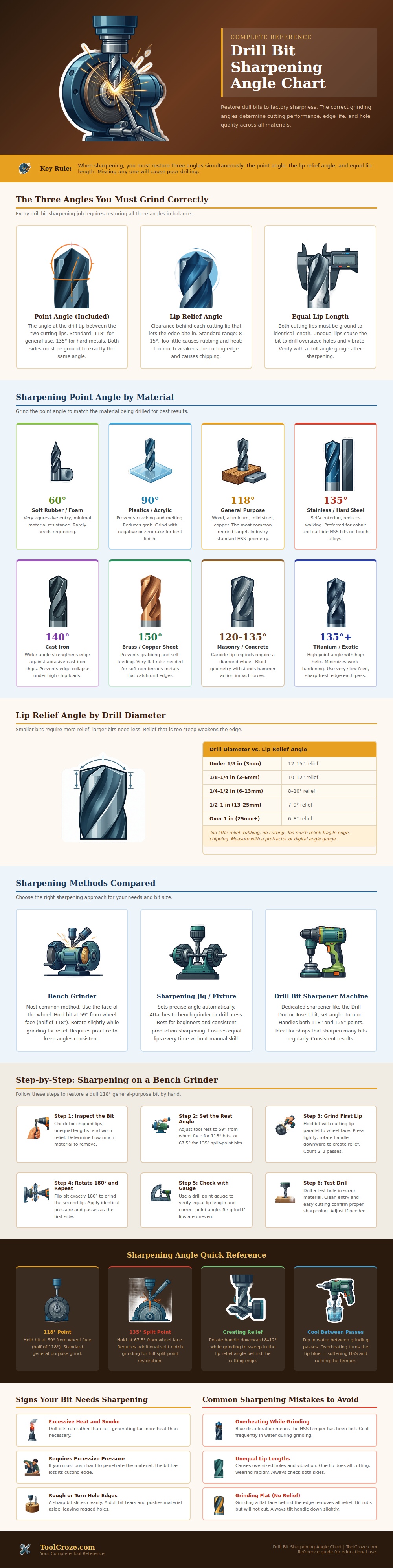 Drill Bit Sharpening Angle Chart