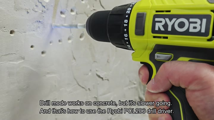 Drill concrete wall with Ryobi PCL206